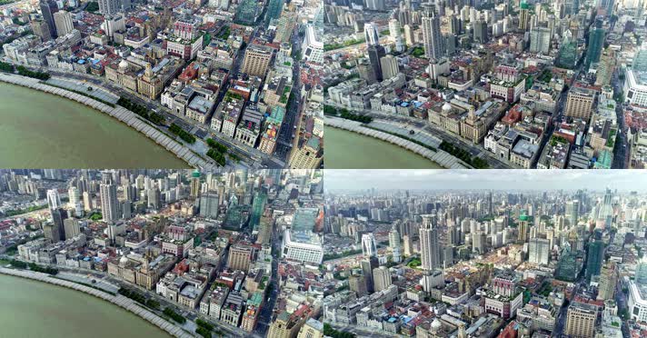 航拍上海外滩建筑群疫情前的上海