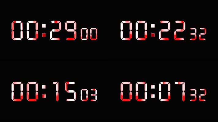 4K红色液晶数字倒数30秒钟精确毫秒 2