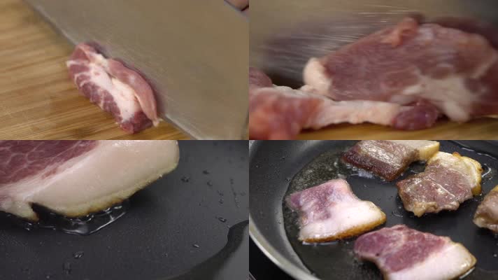 美食制作 切猪肉煎猪肉