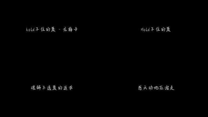 hold不住的爱 - 龙梅子（1080P）