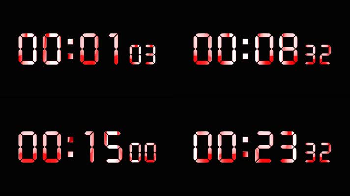 4K红色液晶数字顺数30秒钟精确毫秒 2