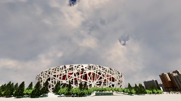 4k 北京鸟巢体育馆晴转阴风云变幻延时