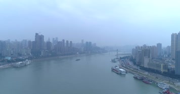 重庆航拍 雾都重庆 雾霾 解放碑 重庆 都市 长江 雾气 污染 高楼大厦 重庆大桥 嘉陵江 轮船 双子塔