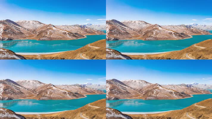 西藏羊湖观景台雪景延时