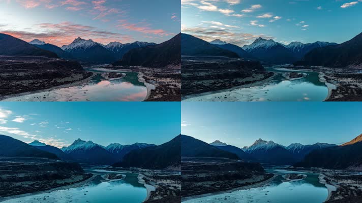 西藏雪山自然风光日出延时