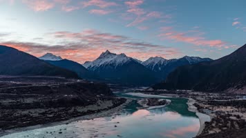 西藏雪山自然风光日出延时