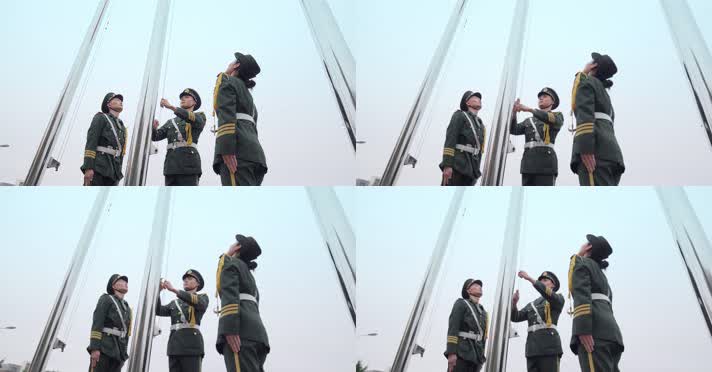 【4K】庄严的升旗仪式护旗队