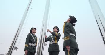 【4K】庄严的升旗仪式护旗队