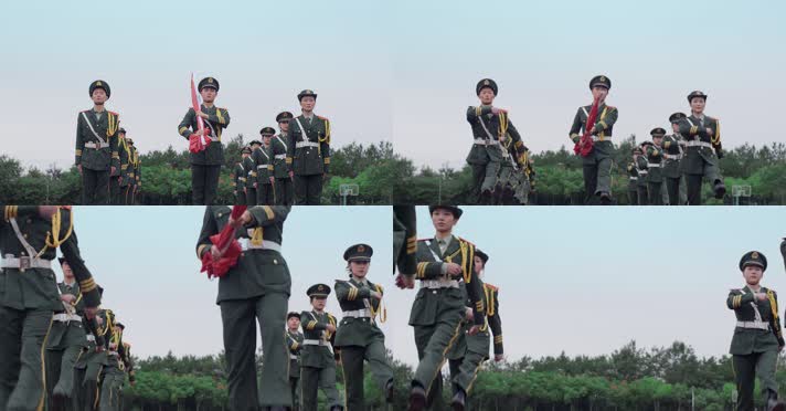【4K】庄严的升旗仪式护旗队
