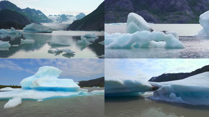 极地海面冰川冰块融化