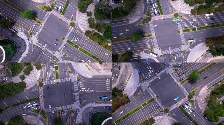 深圳龙华大道民乐路十字路口交通旋转镜头