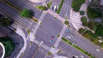 深圳龙华大道民乐路十字路口交通旋转镜头