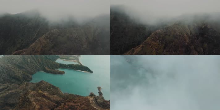 海岛岛屿森林云雾海岸线航拍