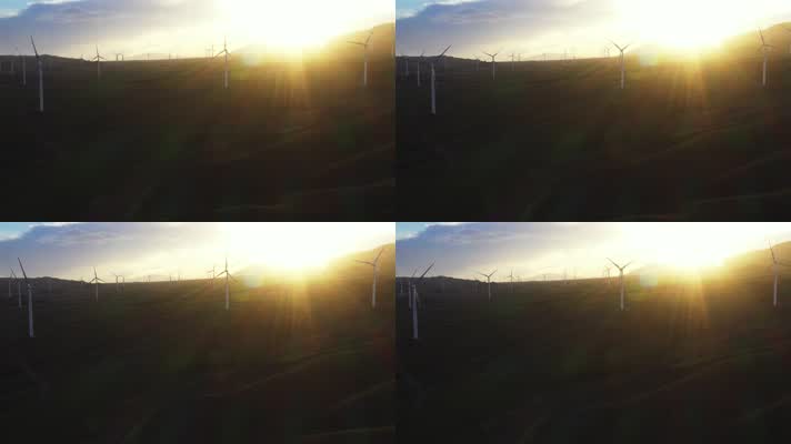 新疆风力发电大风车自然风光4K航拍