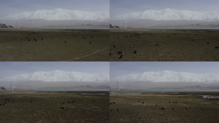 新疆帕米尔高原慕士塔格峰自然风光航拍