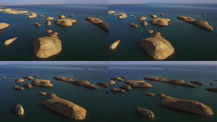 青海乌素特水上雅丹自然风光航拍