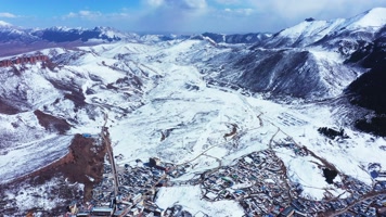 甘肃甘南郎木寺自然风光4K航拍