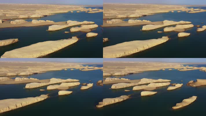 青海乌素特水上雅丹自然风光航拍