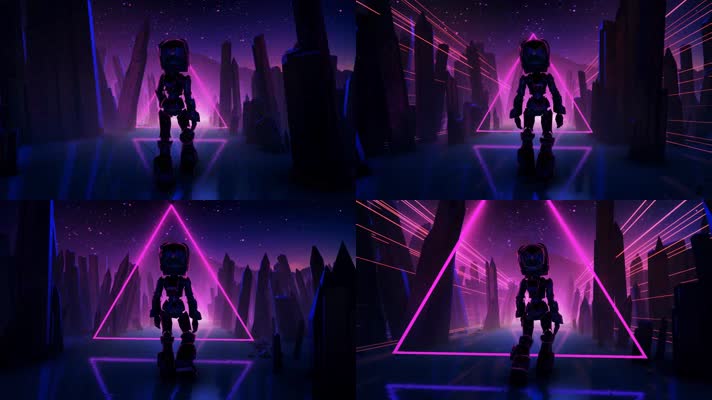 机器人动感激光舞舞美背景视频