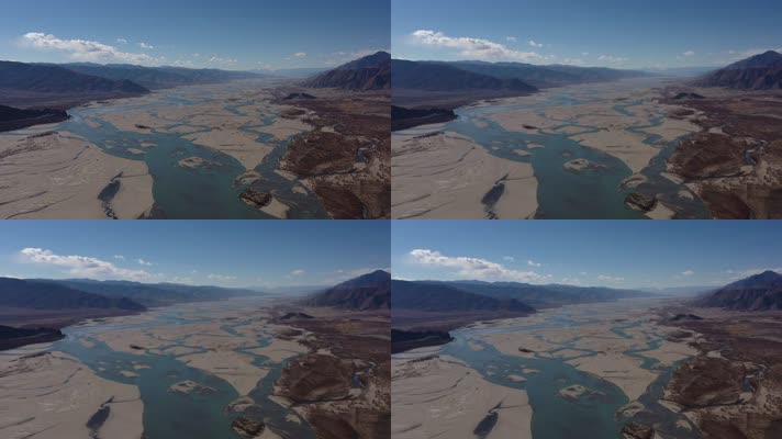 西藏拉萨河自然风光航拍