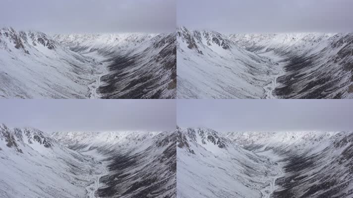 西藏冬天雪景自然风光航拍