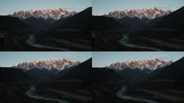 西藏林芝索松村南迦巴瓦峰日照金山自然风光航拍
