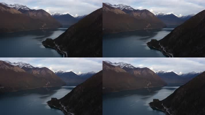 西藏山南羊湖日托寺自然风光航拍