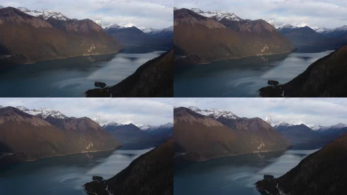 西藏山南羊湖日托寺自然风光航拍