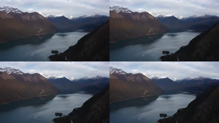 西藏山南羊湖日托寺自然风光航拍