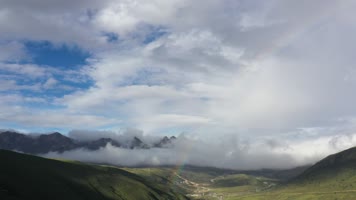 四川川西草原彩虹自然风光航拍
