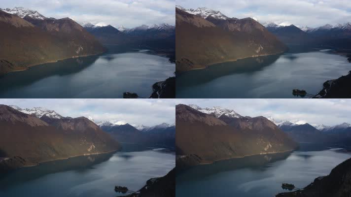 西藏山南羊湖日托寺自然风光航拍