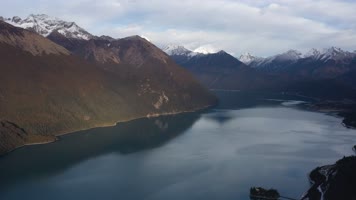 西藏山南羊湖日托寺自然风光航拍