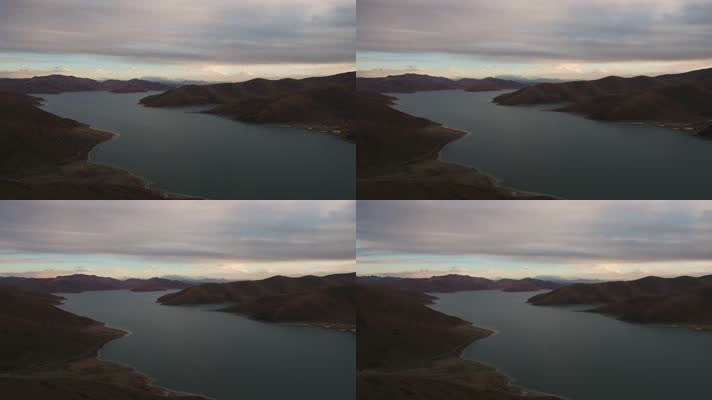 西藏山南羊卓雍措羊湖自然风光航拍