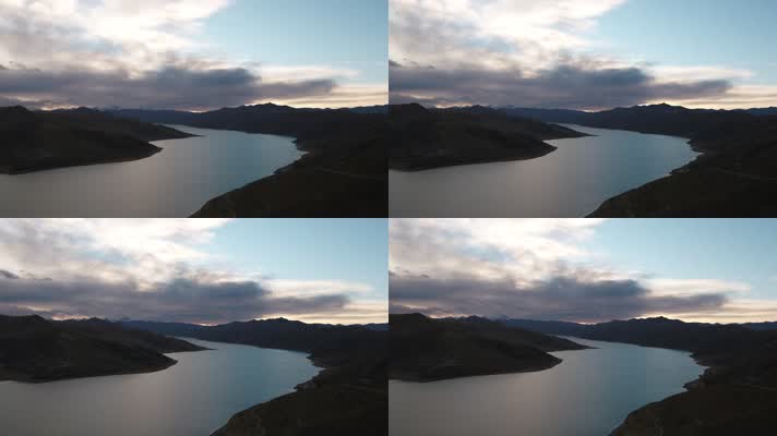 西藏山南羊卓雍措羊湖自然风光航拍