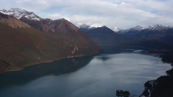 西藏山南羊湖日托寺自然风光航拍