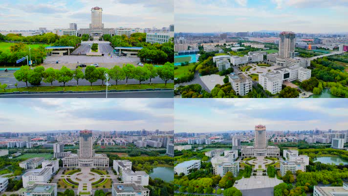 城市地标南京航天航空大学校园环境4K航拍