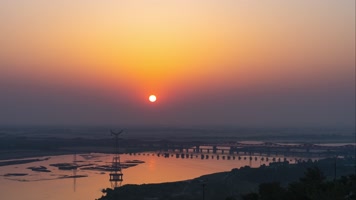 4K黄河日出延时视频
