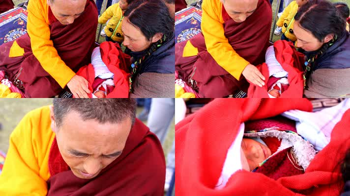 甘孜藏族自治州塔公草原-长者对孩子的祈福