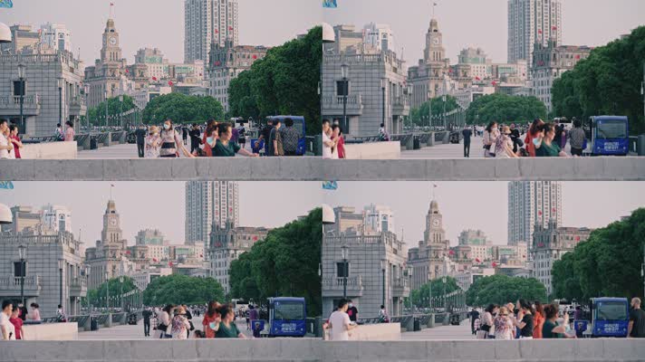 上海疫情解封后的外滩游客人群