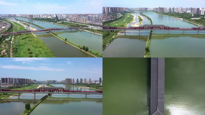 4K航拍|咸阳湖景区古渡廊桥多角度合集