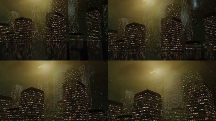 【4K】城市大厦夜景
