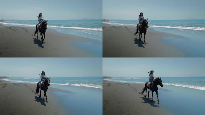 美女海边骑马