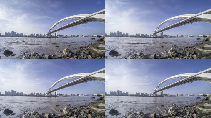 上海黄浦江卢浦大桥延时摄影