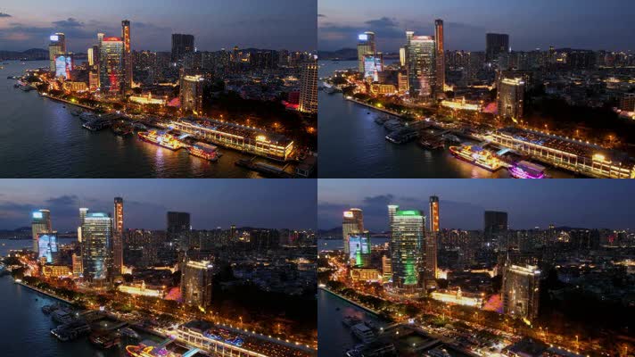 厦门航拍鹭江道夜景