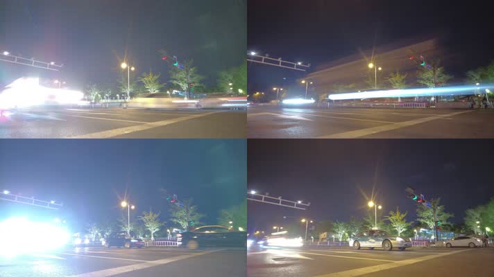 城市夜晚马路车辆车流延时摄影
