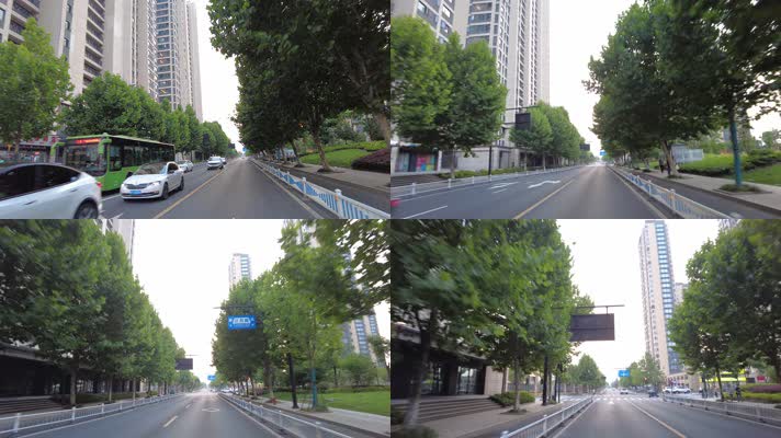 城市马路推进运镜空镜头