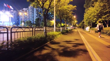 城市夜晚人行道夜景