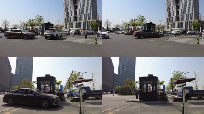 汽车排队过护栏多角度