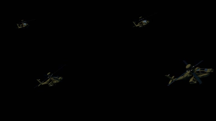 直升飞机 遥控飞机 战斗机 黑色通道  旋转