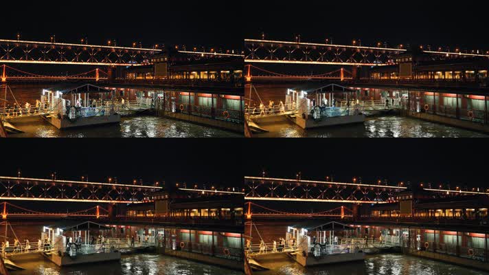 武汉长江中华路1号码头夜景4k视频素材